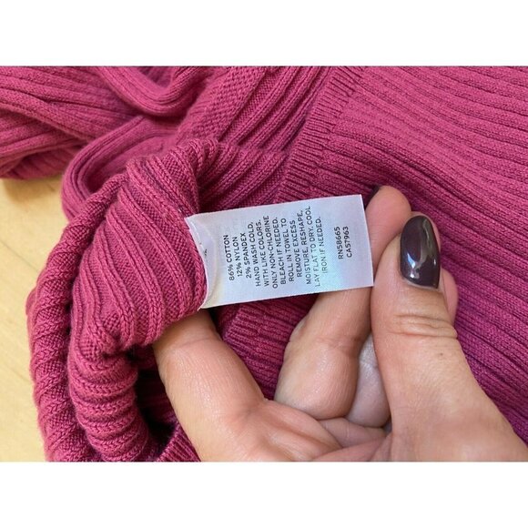 OPEN Edit BNWOT Women Ribbed Scoop Neck Sweater Sz Small Pink Malaga - Picture 7 of 8